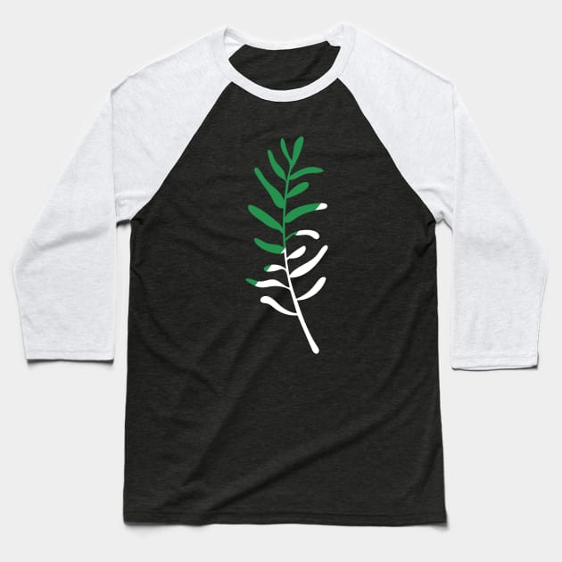 Modern abstract olive tree branch illustration Baseball T-Shirt by sziszigraphics